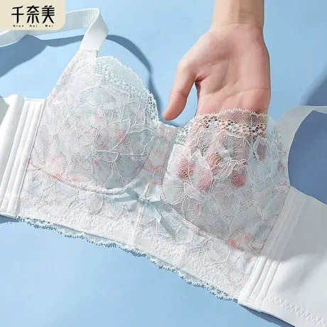 千奈美内衣女无钢圈大码大胸显胸小轻薄透气加宽收副乳全罩杯文胸商品大图