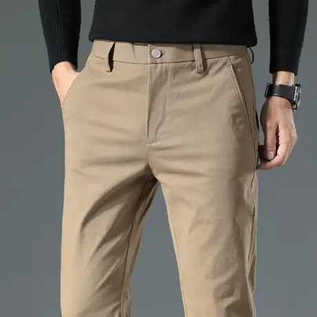 秋冬季卡其色男士高端休闲裤宽松直筒裤高级感2024新款西裤男裤子商品大图