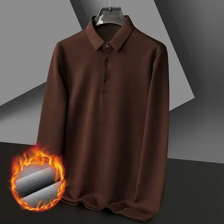 男士翻领商务长袖polo衫春秋卫衣宽松加绒T恤中青年潮流上衣打底商品大图