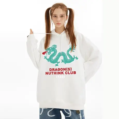 Nuthink潮牌新年过年喜庆国潮龙连帽卫衣男潮流宽松大码春季外套商品大图