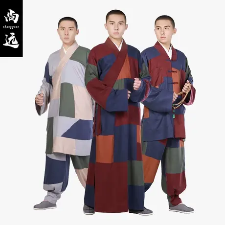 尚远夏季天丝麻百衲衣长褂僧服补丁长衫僧装大褂僧衣僧侣图片