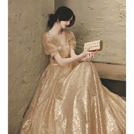 晚礼服裙女2020新款名媛高端气质长款宴会仙气主持人大气优雅独唱图片