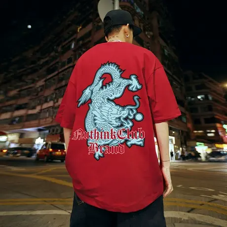 Nuthink国潮加肥加大短袖潮牌宽松T恤男潮大码情侣半袖上衣春季潮商品大图