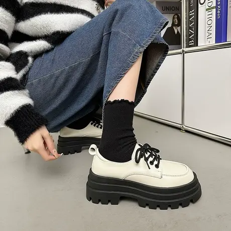 英伦风厚底乐福小皮鞋女2024新款春秋玛丽珍女鞋百搭黑色jk单鞋子商品大图