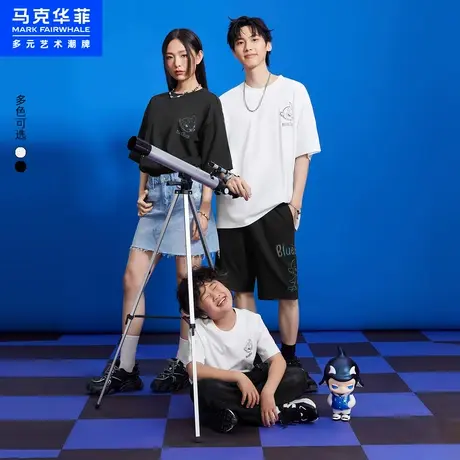 商场同款马克华菲立体鲸鱼印花短袖T恤男23夏季新款潮流宽松上衣商品大图