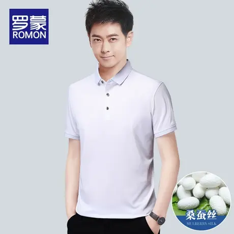 罗蒙Polo衫短袖男士2022夏季新款桑蚕丝冰丝男装商务休闲翻领t恤图片