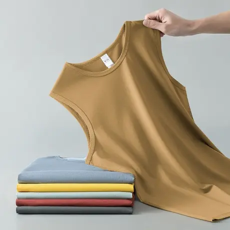 莫代尔棉背心男士夏季冰丝速干凉感无袖t恤纯色健身跨栏运动坎肩商品大图