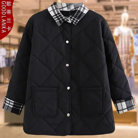 中年胖妈妈秋冬轻薄款棉衣外套洋气时尚加肥加大码女装羽绒棉棉服商品大图