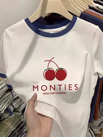 美式插肩T恤女2023新款夏装白色拼接正肩插肩袖短袖t恤仿棉半袖图片