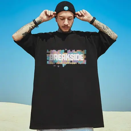 2023新款加肥加大码男oversize短袖中袖夏季宽松T恤国潮简约半袖商品大图