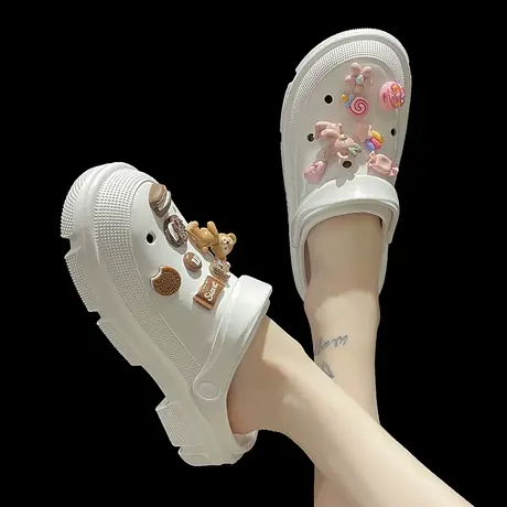 洞洞鞋女凉鞋夏季ins潮可爱达菲熊厚底包头半拖鞋外穿防滑沙滩鞋商品大图