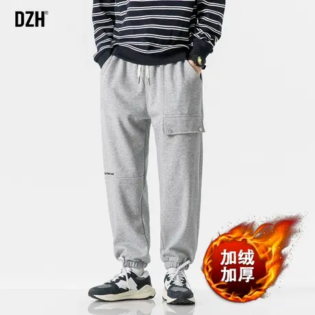 男士灰色束脚卫裤男2024新款冬天裤子男款冬季加绒宽松运动裤男裤商品大图