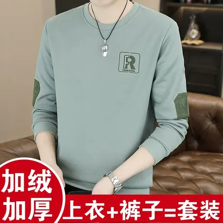 保暖内衣套装男士2023秋冬季新款加绒加厚圆领秋衣秋裤上衣可外穿图片