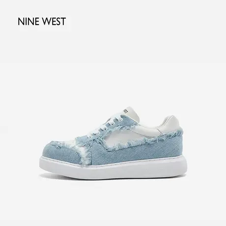 Nine West/玖熙牛仔布拼接板鞋春季新款潮流百搭圆头厚底休闲鞋图片