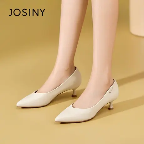Josiny/卓诗尼高跟鞋2023秋季新款百搭休闲职场气质浅口工作女鞋商品大图