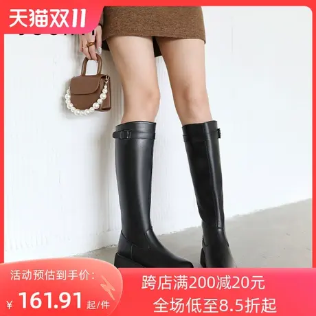 卓诗尼2023秋冬新款长筒靴时尚舒适显瘦女鞋潮流百搭后拉链时装靴图片