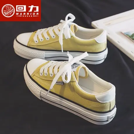 回力帆布鞋女2023秋季新款薄款透气低帮厚底学生韩版百搭板鞋子商品大图