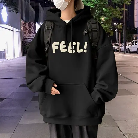 港风复古纯棉连帽卫衣男秋冬季2023新款男装潮牌宽松帽衫休闲外套商品大图