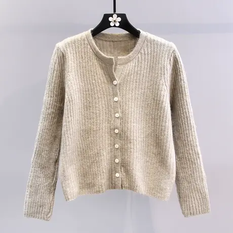 复古小香风毛衣外套女秋冬2023新款韩系宽松百搭长袖短款针织开衫图片