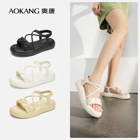 【门店发货】奥康女鞋 新款甜美气质厚底细带凉鞋百搭图片