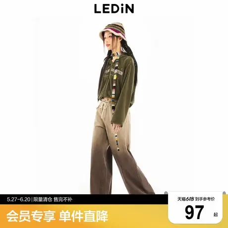 【清仓】乐町工装渐变牛仔宽松时尚阔腿裤女牛仔裤C2HAD4152图片
