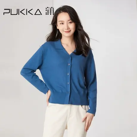 蒲PUKKA 商场同款针织开衫女秋装新品宽松西装领长袖针织衫商品大图