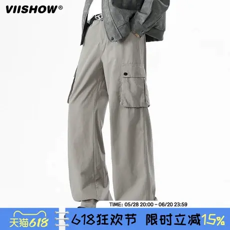 VIISHOW直筒宽松休闲裤子男2025年春季日系Cityboy大口袋工装长裤商品大图