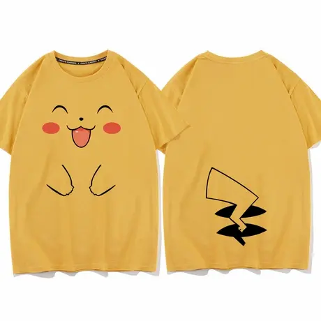 秀洛皮卡丘衣服小众设计感夏季新款纯棉短袖T恤男女学生衣服打底商品大图