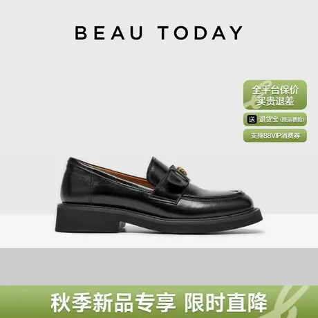 BeauToday厚底乐福鞋女款夏季BT英伦风小皮鞋法式黑色单鞋女鞋子图片