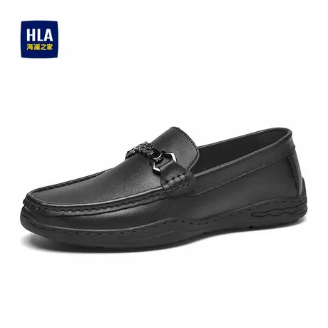 HLA/海澜之家【头层牛革】男皮鞋真皮乐福套脚休闲皮鞋一脚蹬皮鞋商品大图