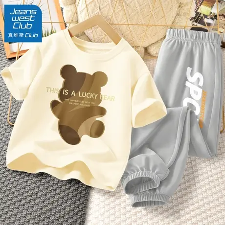 真维斯club男童夏季套装2025新款儿童运动夏装男大童纯棉短袖童装图片