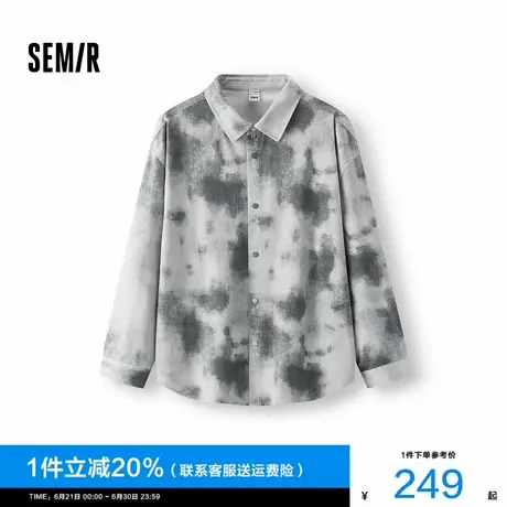 [商场同款]森马长袖衬衫男仿牛仔印花上衣oversize外套2025秋新款图片
