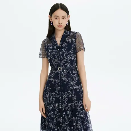 LANCY/悦朗姿休闲通勤碎花衬衫连衣裙子新款女夏季商场同款商品大图