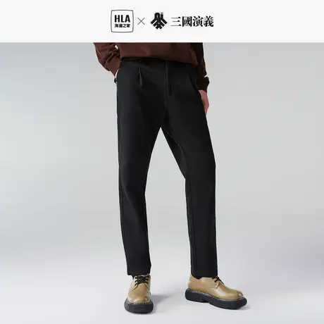 HLA/海澜之家三国系列松紧腰休闲裤秋冬季新款宽松直筒长裤子男士图片