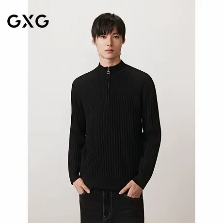 GXG男装 小立领简约毛衫通勤男针织衫肌理休闲毛衣 2025秋季新品商品大图