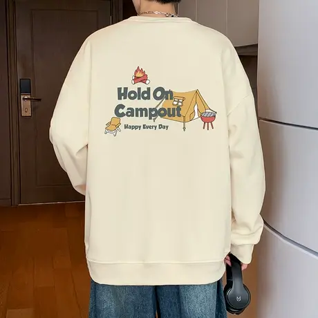 美式重磅hiphop卫衣男春秋季潮牌卡通外套港风宽松休闲圆领上衣服商品大图