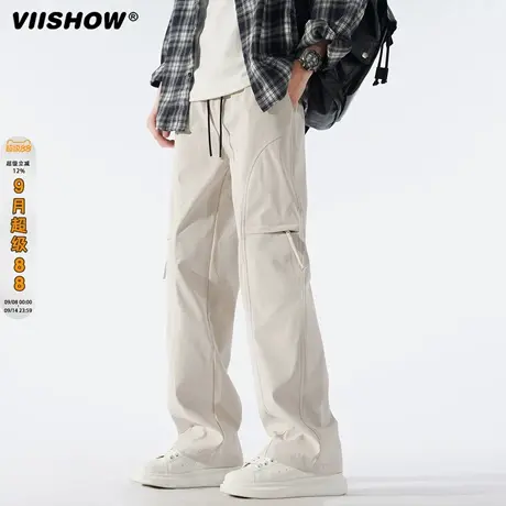 VIISHOW工装裤男秋季多口袋运动伞兵裤子痞帅宽松直筒阔腿休闲裤商品大图