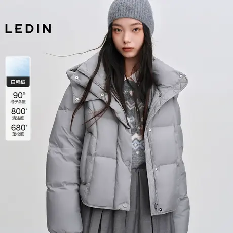 乐町连帽超短款方格小面包羽绒服女2025冬季新款柔软可爱保暖外套图片