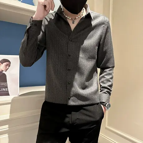 高级感长袖衬衫潮牌秋季夜店雅痞男装上衣小众休闲发型师内搭衬衣商品大图
