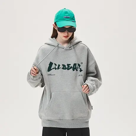 Lilbetter男士连帽卫衣新款加绒男装刺绣冬季外套潮牌复古套头衫商品大图