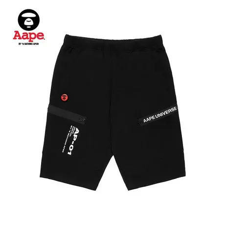 Aape男装春夏潮流字母印花拉链口袋反光猿颜徽章休闲短裤6389XXA图片