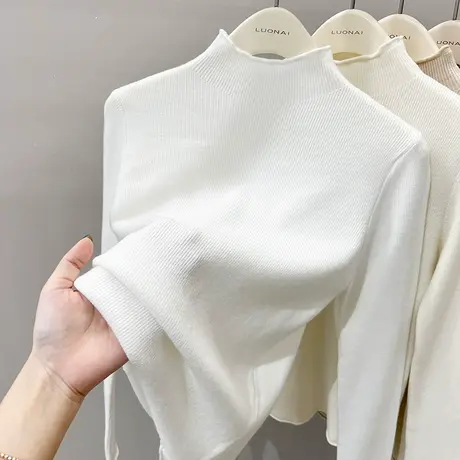 欧货半高领打底衫女内搭秋冬2023新款修身长袖上衣针织衫女毛衣潮图片