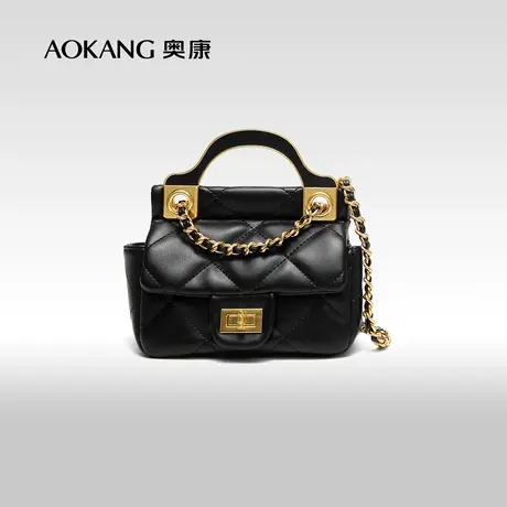 奥康女包链条菱格纹小香风单肩包斜挎包小包时尚女士复古包包新款图片