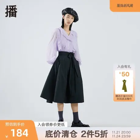 播夏季新款百褶边装饰半开襟衬衫系列女DDP2HD9213图片