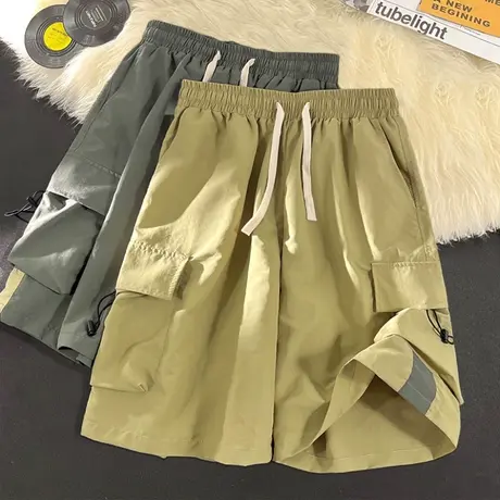 工装短裤男夏季薄款居家宽松美式潮牌外穿休闲裤子潮流运动五分裤商品大图