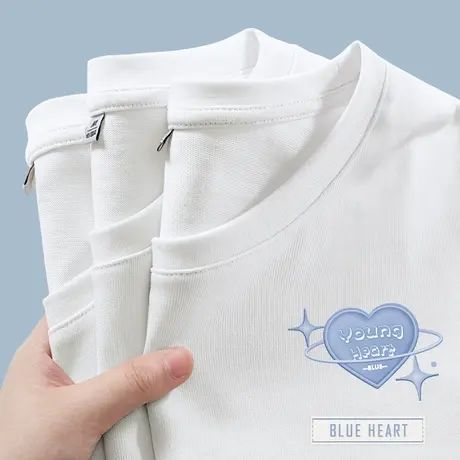 ZR真维斯夏季白色t恤女纯棉2023新款 简约复古圆领宽松女短袖上衣商品大图