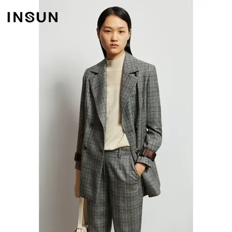 INSUN恩裳秋季双排扣风衣式西装外套商品大图