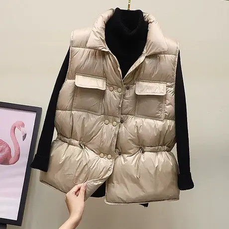 羽绒棉马甲女韩版短款百搭外穿2023秋冬新款背心坎肩立领马夹外套商品大图
