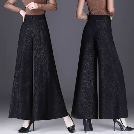 时髦阔腿裤女大码长裤2023春季新款高腰气质休闲裤显瘦黑色女裤子商品大图