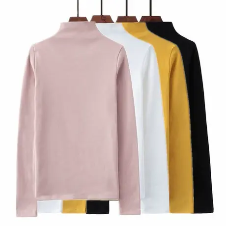 2024新款春秋冬季新款内搭半高领打底衫白色洋气长袖t恤女上衣服商品大图